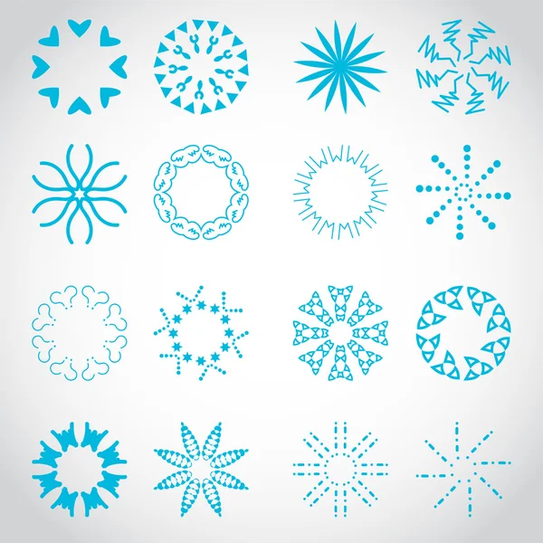 Sun's Rays Icons Set - Isolated On Gray Background — Stock Vector