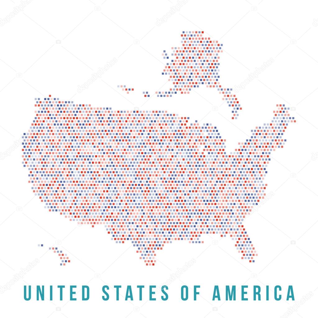 USA map square pixels,  white background