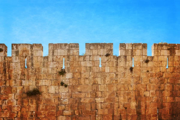 Muro defensivo da antiga Jerusalém santa — Fotografia de Stock