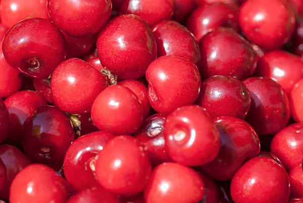 Un mucchio di ciliegie fresche, succose e mature — Foto Stock