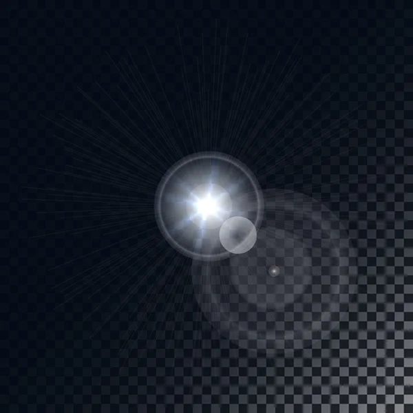 透明の背景上の抽象的なレンズ フレア ライト — ストックベクタ