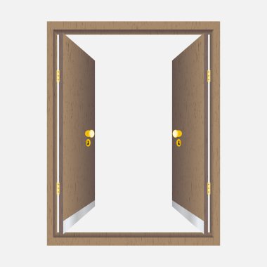 Ahşap açık kapı çerçeve ile