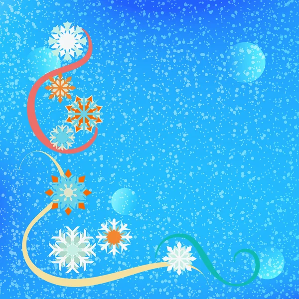 Blå bakgrund med snöflingor — Stock vektor
