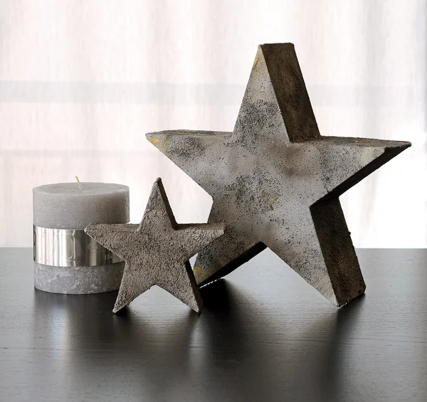 Decoration stars and candle — Stock Photo, Image