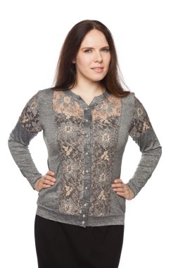 Bir bluz güzel esmer kadın