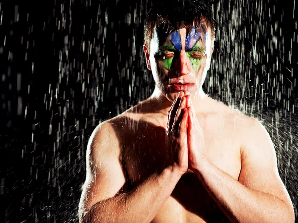 Young man in clown makeup — Stock Photo, Image