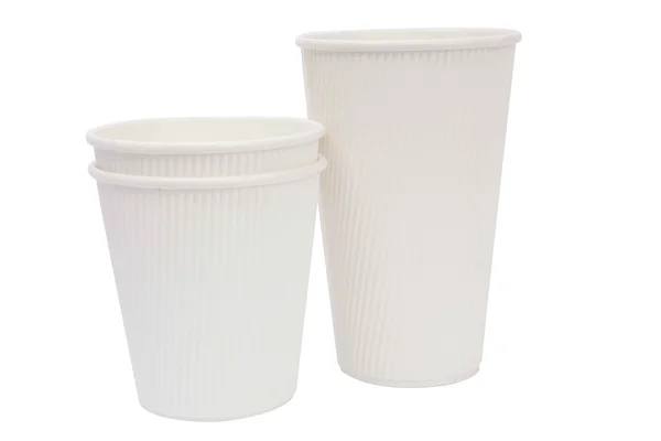 Tasses en carton blanc pour boissons chaudes — Photo