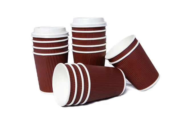 Tasses en carton marron pour boissons chaudes et froides — Photo