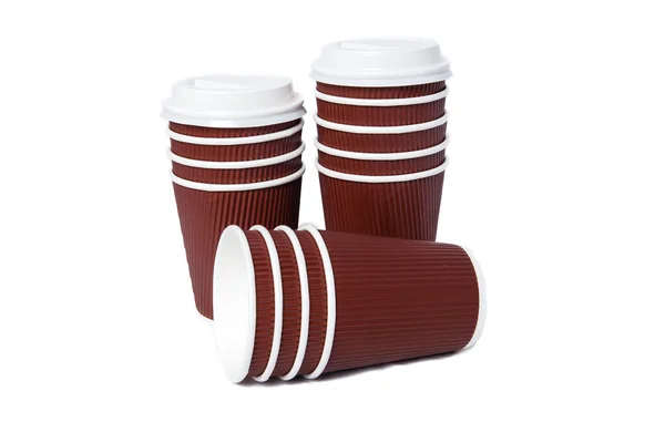 Bruin karton cups voor warme en koude dranken — Stockfoto