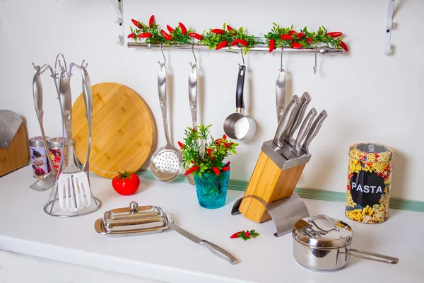 Set logam sendok garpu untuk memasak — Stok Foto