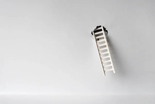 Ladder Sticking Out Hole Wall Escape Exit Concept Background Copy — Stock Photo, Image