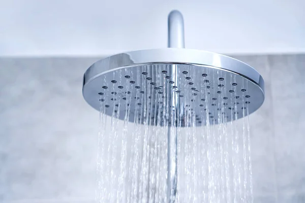Rain Shower Water Supply Concept Water Pours Shower Head — Stock Photo, Image