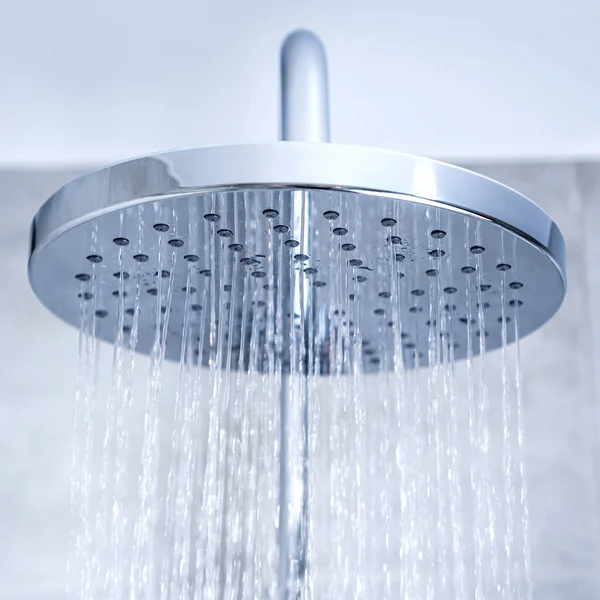 Shower System Shower Head Water Falling Closeup — Stock Photo, Image