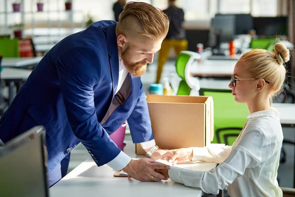 Female assistant is suffering from sexual harassment and abuse at work — Stock Photo, Image