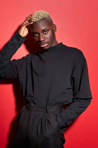 Fancy confident black man in casual shirt posing — Stock Photo, Image