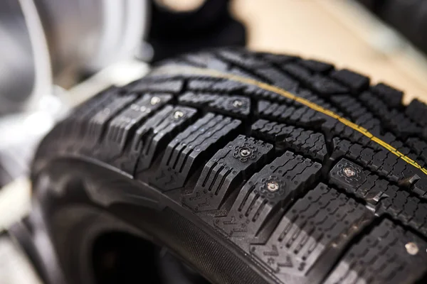 Close-up of summer tires, fuel efficient car tires in auto service — Foto Stock
