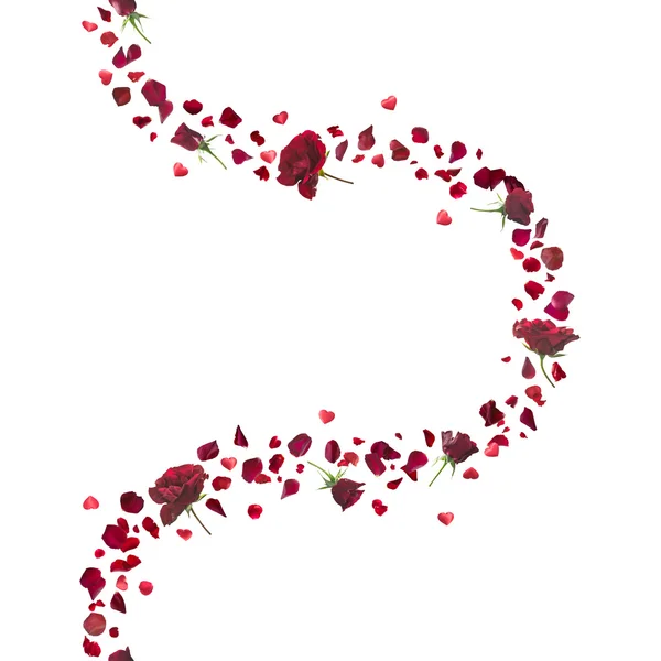 Rose Petals and Hearts Curva — Fotografia de Stock