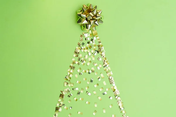 Joyeux Noël Plat Couché Avec Arbre Christmass Sur Fond Vert — Photo