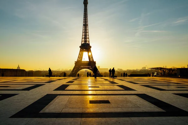 Paysage Avec Tour Eiffel Paris France Coucher Soleil — Photo