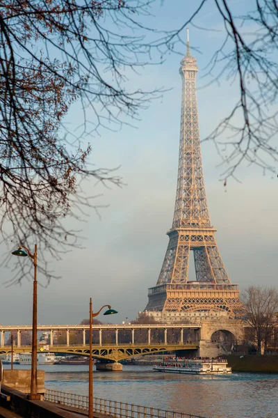 Paysage Avec Tour Eiffel Seine Pont Bir Hakeim Paris France — Photo