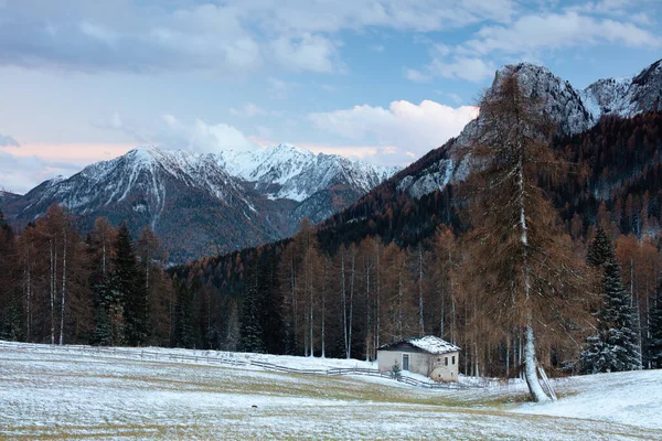 Paesaggio Con Montagne Nelle Dolomiti Italia Inverno — Foto Stock