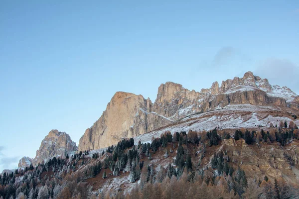 Landschap Met Bergen Dennenbomen Dolomieten Italië Winter — Stockfoto