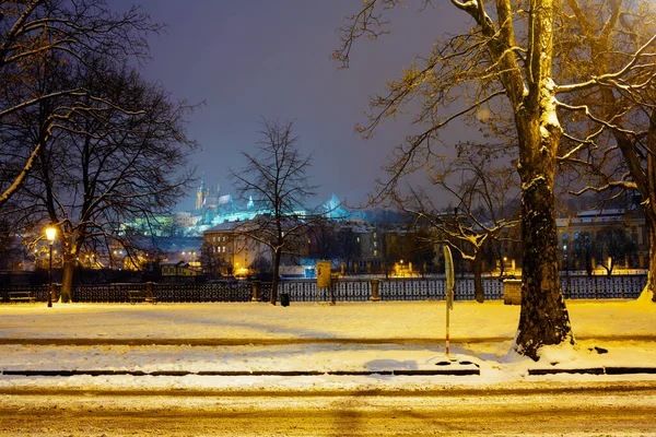 Paysage Prague République Tchèque Hiver Nuit — Photo