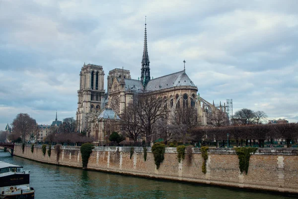 Landscape Notre Dame Paris Seine River Paris France — Stok fotoğraf