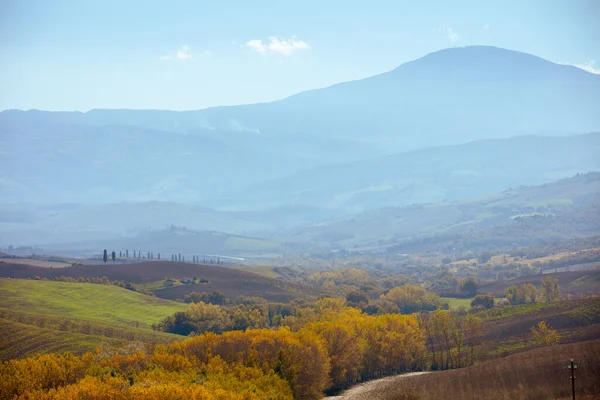 Τοπίο Λόφους Στην Τοσκάνη Ιταλία Φθινόπωρο — Φωτογραφία Αρχείου