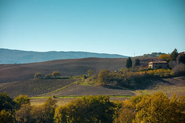 Landschaft Mit Feldern Und Hügeln Der Toskana Italien Herbst — Stockfoto