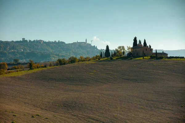 Paisaje Con Campo Agrícola Colinas Toscana Italia Otoño —  Fotos de Stock