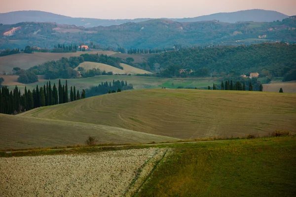 Paisaje Con Campo Agrícola Colinas Árboles Toscana Italia Otoño Por —  Fotos de Stock