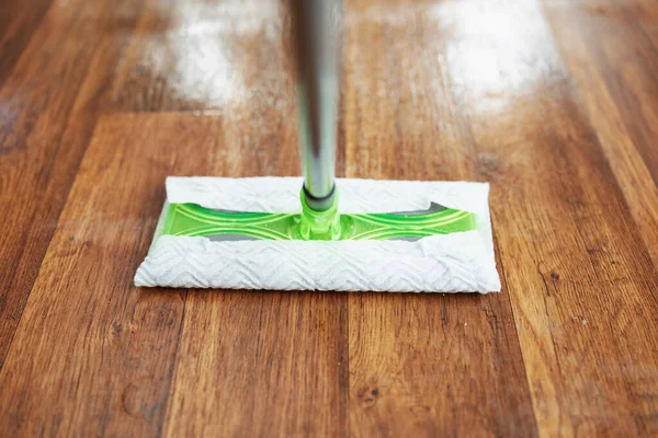 Household Time Closeup Mop Wet Floor Modern Home Sunny Day — Stock Photo, Image