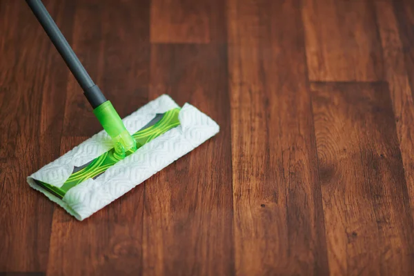 Household Time Closeup Mop Floor Modern Home — Stock Photo, Image