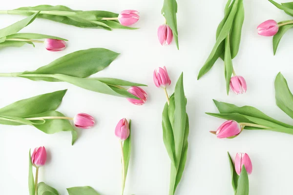 Ressort Plat Avec Tulipes Sur Table — Photo