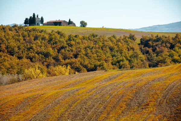 Paesaggio Con Campi Agricoli Colline Toscana Italia Autunno — Foto Stock