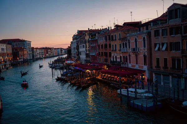 Веніка Липня 2020 Року Краєвид Гондолою Грандіозний Канал Вночі Венеції — стокове фото