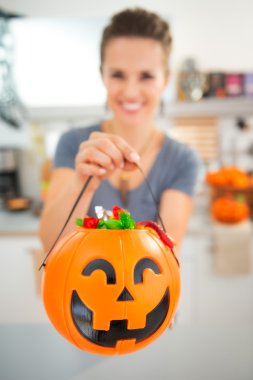 Closeup Cadılar Bayramı kova dolu oyun ya da şeker şeker