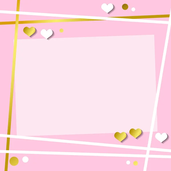 Εορταστική Ρομαντική Ροζ Φόντο Πλαίσιο Από Λευκές Καρδιές Και Κομφετί — Διανυσματικό Αρχείο