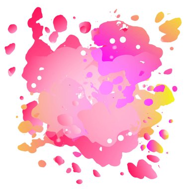 Beyaz arkaplanda pembe sarı suluboya boya