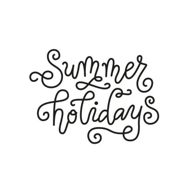Beyaz arka planda izole edilmiş siyah yaz tatilinin modern el yazısı.