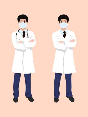 Düz çizgi film izole vektör doktor karakter.