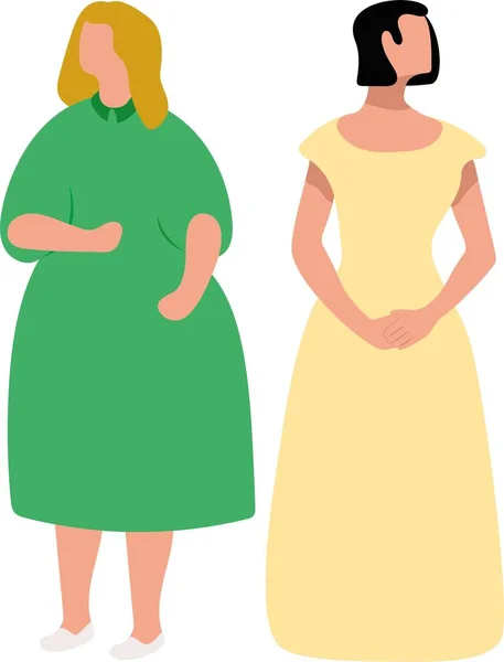 Vector Aislado Ilustración Plana Dos Chicas Vestidos — Vector de stock