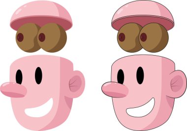 Memeleri olan komik insan kafası izole edilmiş vektör çizimi