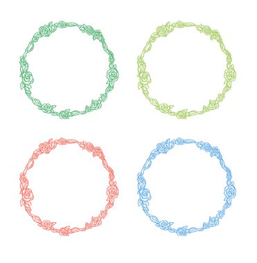 Güzel retro renkleri çiçek fra yuvarlak çizilmiş vintage tarzı el