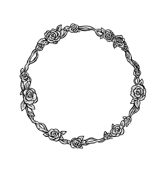 Güzel siyah ve beyaz el çekilmiş vintage tarzı yuvarlak çiçek