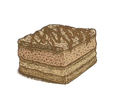 Bir çikolatalı kek vektör çizim renkli el çekilmiş