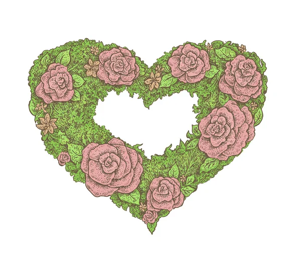 H の形でカラフルな手描きのビンテージ スタイル花のフレーム — ストックベクタ