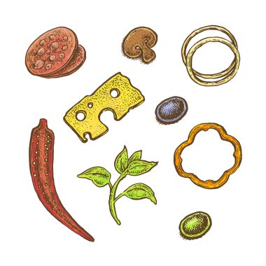 Pizza INGR siyah ve beyaz vintage yarım yamalak tarzı gösteren resim