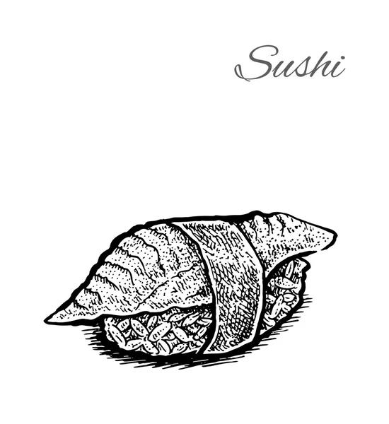 Vector blanco y negro Ilustración de Sushi . — Vector de stock